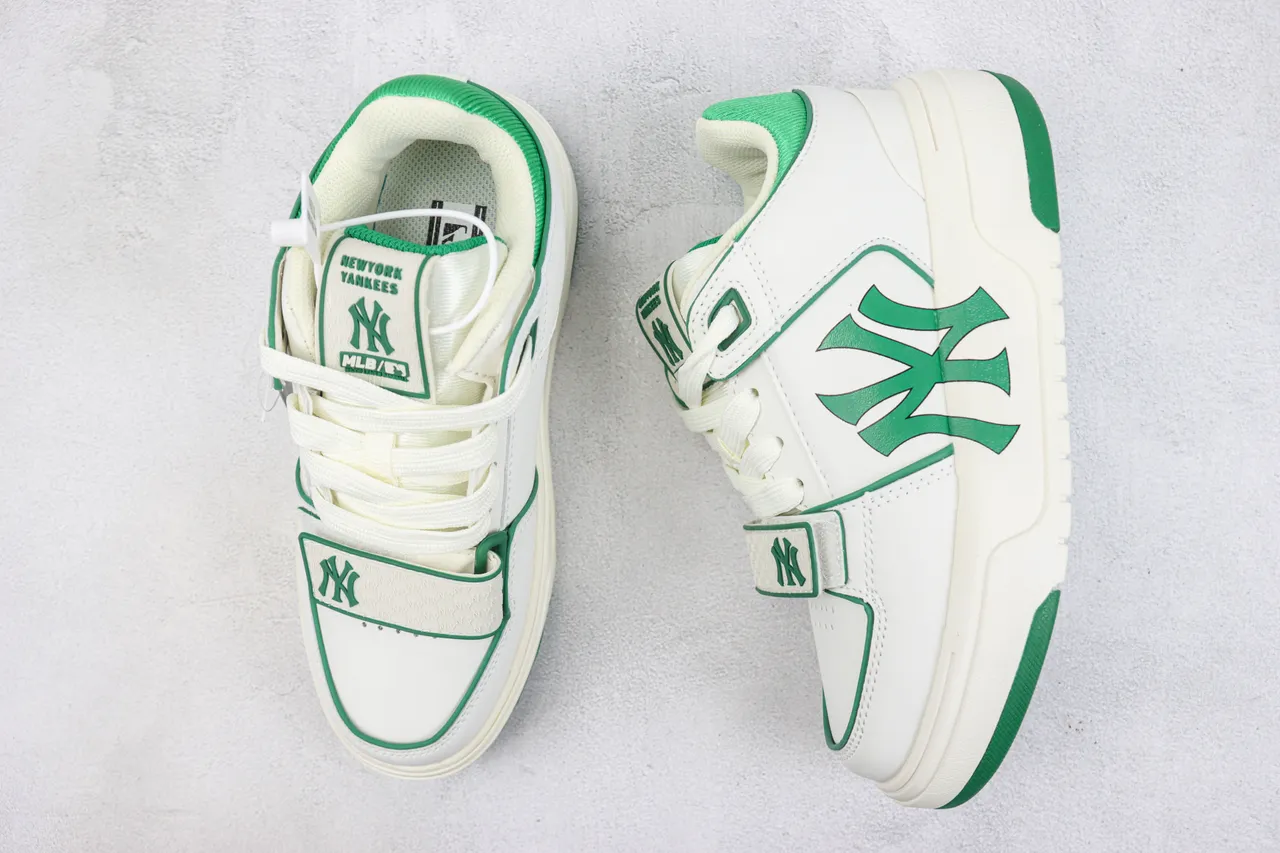 New Era White Green Platform Sole Bold Side Logo Lifestyle Sneakers 3