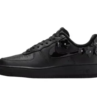Nike Air Force 1 All-Black Floral Appliqué Lifestyle Sneakers