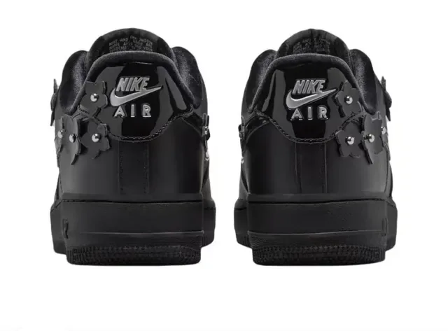 Nike Air Force 1 All-Black Floral Appliqué Lifestyle Sneakers 3