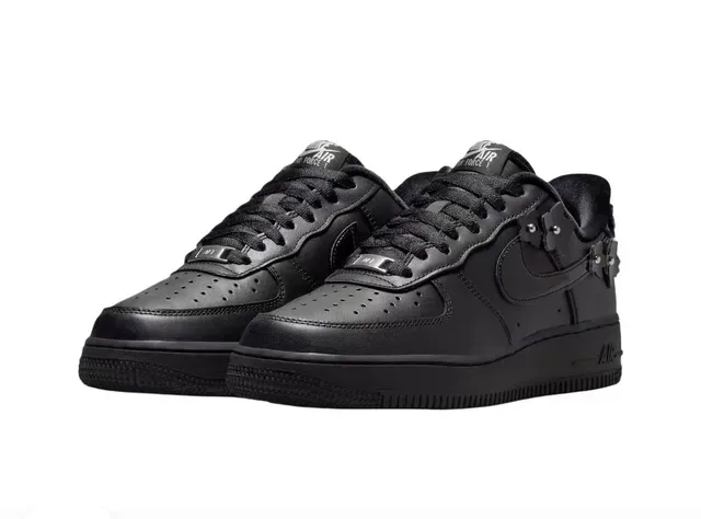Nike Air Force 1 All-Black Floral Appliqué Lifestyle Sneakers 5