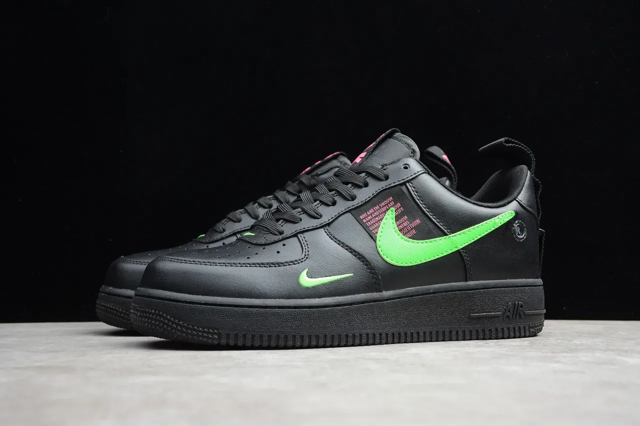 Nike Air Force 1 Black and Neon Green Lifestyle Sneakers 6