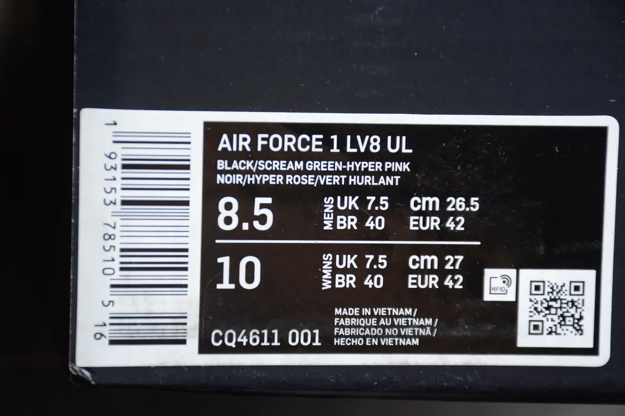 Nike Air Force 1 Black and Neon Green Lifestyle Sneakers 7