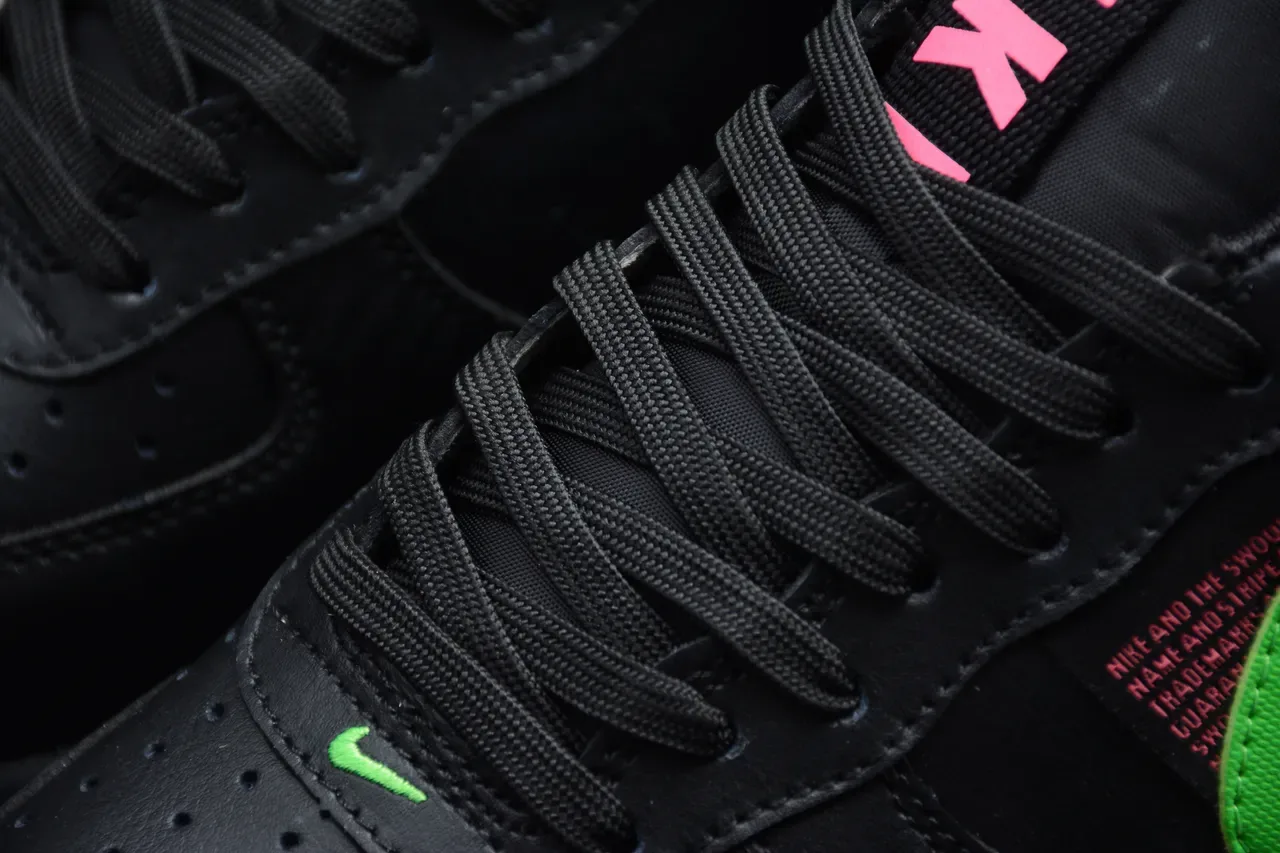 Nike Air Force 1 Black and Neon Green Lifestyle Sneakers 14