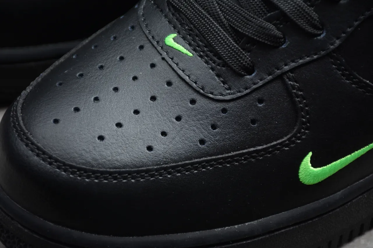 Nike Air Force 1 Black and Neon Green Lifestyle Sneakers 15