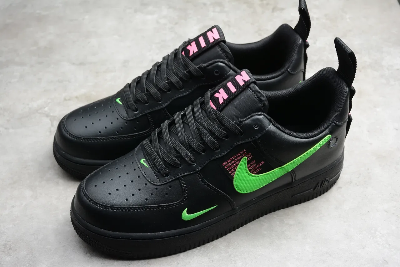 Nike Air Force 1 Black and Neon Green Lifestyle Sneakers 16
