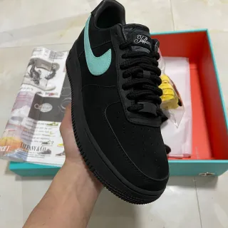 Nike Air Force 1 Black Blue Low-Top Suede And Leather Upper Lifestyle Sneakers