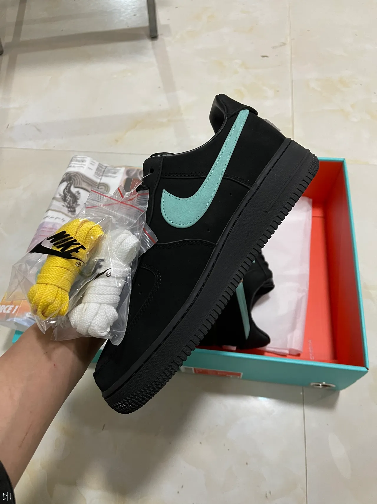 Nike Air Force 1 Black Blue Low-Top Suede And Leather Upper Lifestyle Sneakers 4