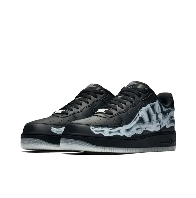 Nike Air Force 1 Black Skeletal Graphic Lifestyle Sneakers 4