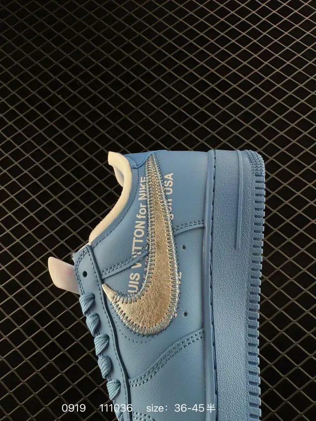 Nike Air Force 1 Light Blue Beige Swoosh Lifestyle Sneakers 3