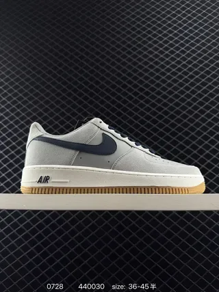 Nike Air Force 1 Light Gray and Navy Lifestyle Sneakers 2