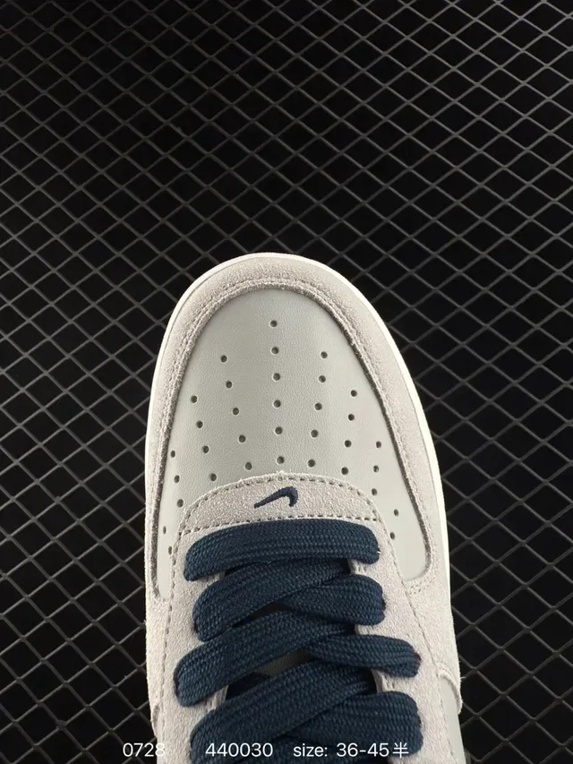 Nike Air Force 1 Light Gray and Navy Lifestyle Sneakers 3