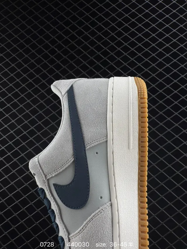 Nike Air Force 1 Light Gray and Navy Lifestyle Sneakers 4