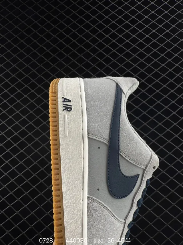 Nike Air Force 1 Light Gray and Navy Lifestyle Sneakers 5
