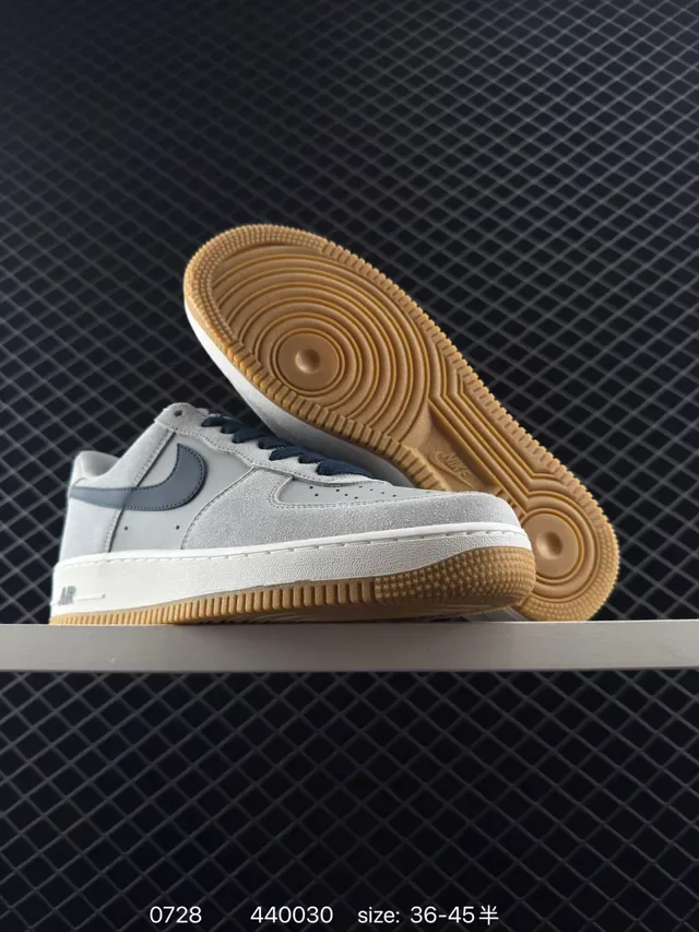 Nike Air Force 1 Light Gray and Navy Lifestyle Sneakers 6