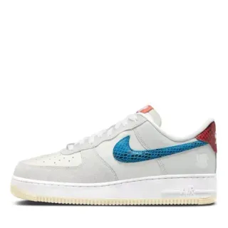 Nike Air Force 1 Light Gray Blue Red Snakeskin Lifestyle Sneakers