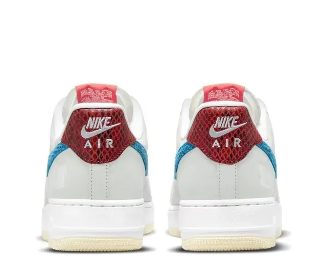Nike Air Force 1 Light Gray Blue Red Snakeskin Lifestyle Sneakers 3