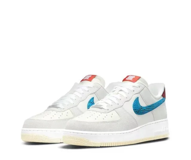 Nike Air Force 1 Light Gray Blue Red Snakeskin Lifestyle Sneakers 6
