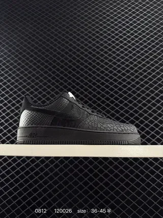 Nike Air Force 1 Low All-Black Textured Upper Lifestyle Sneakers 2