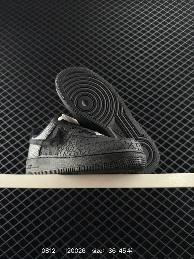 Nike Air Force 1 Low All-Black Textured Upper Lifestyle Sneakers 4