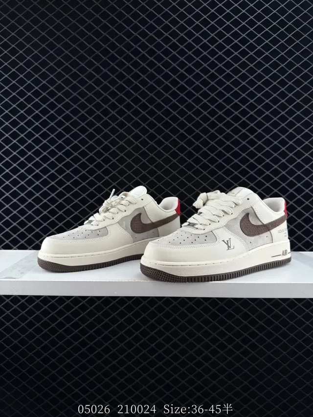 Nike Air Force 1 Low Beige Red Brown Lifestyle Sneakers 3