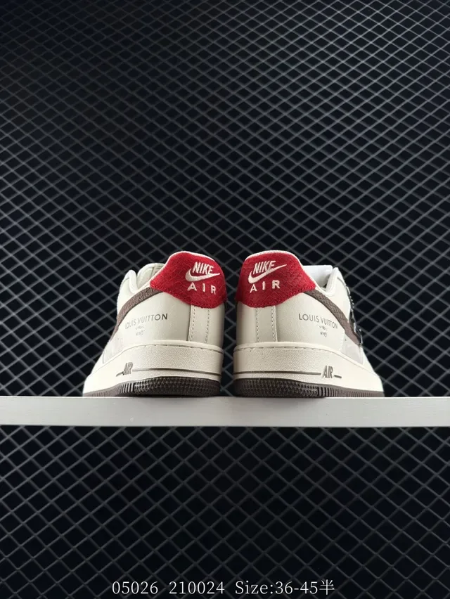 Nike Air Force 1 Low Beige Red Brown Lifestyle Sneakers 4