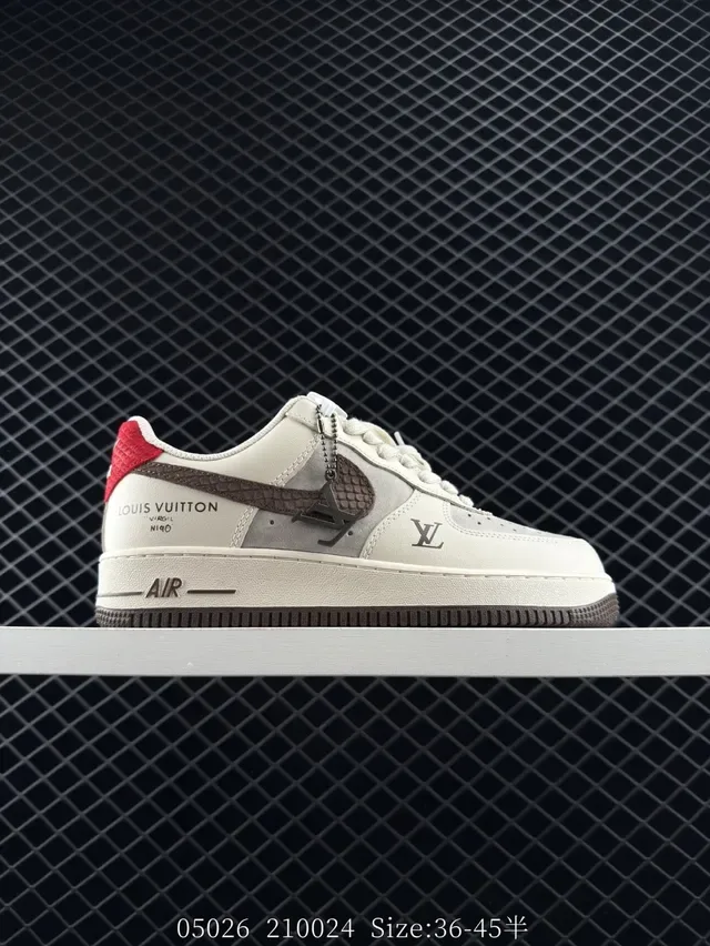 Nike Air Force 1 Low Beige Red Brown Lifestyle Sneakers 7