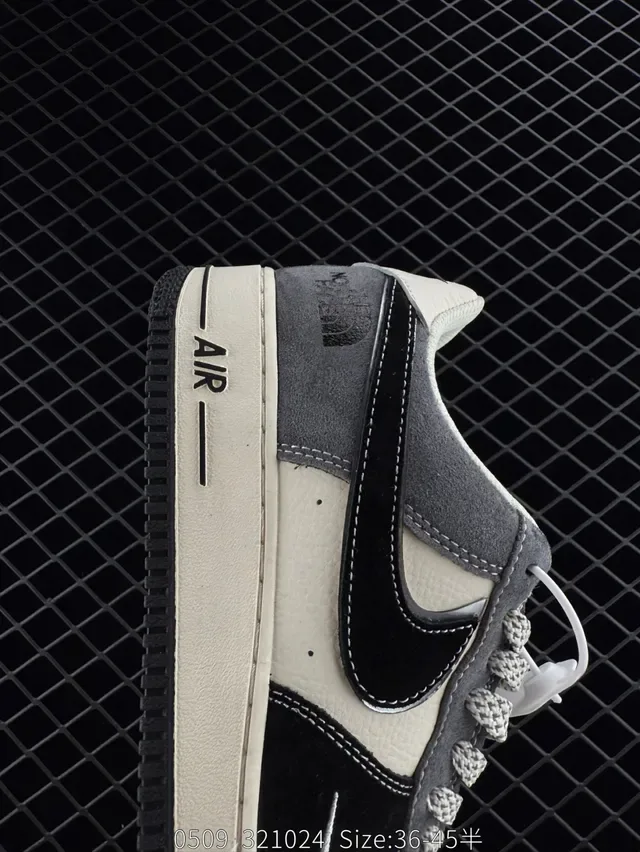 Nike Air Force 1 Low x The North Face Black Off-White Gray Lifestyle Sneakers 5