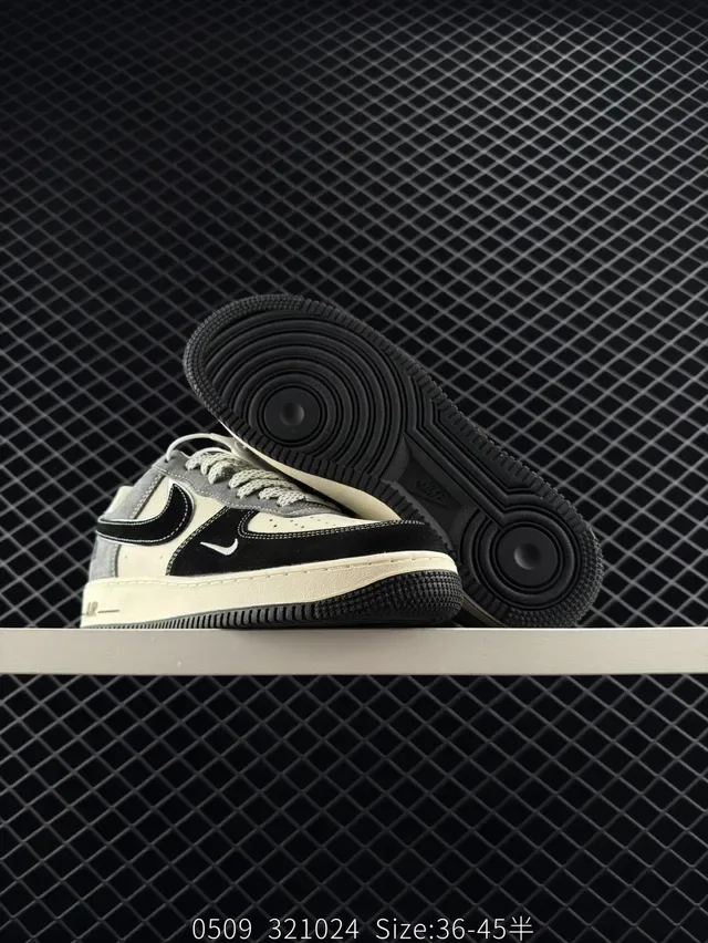 Nike Air Force 1 Low x The North Face Black Off-White Gray Lifestyle Sneakers 6