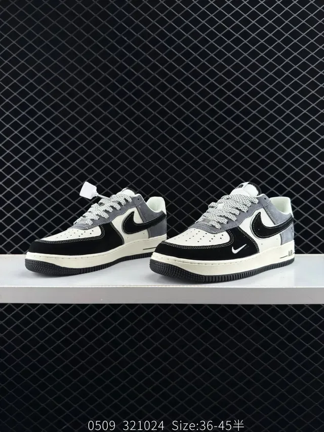 Nike Air Force 1 Low x The North Face Black Off-White Gray Lifestyle Sneakers 7