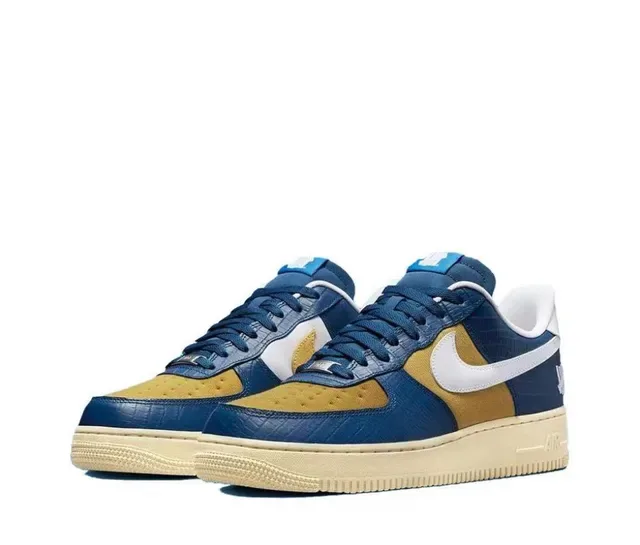 Nike Air Force 1 Navy and Mustard Croc-Embossed Lifestyle Sneakers 5
