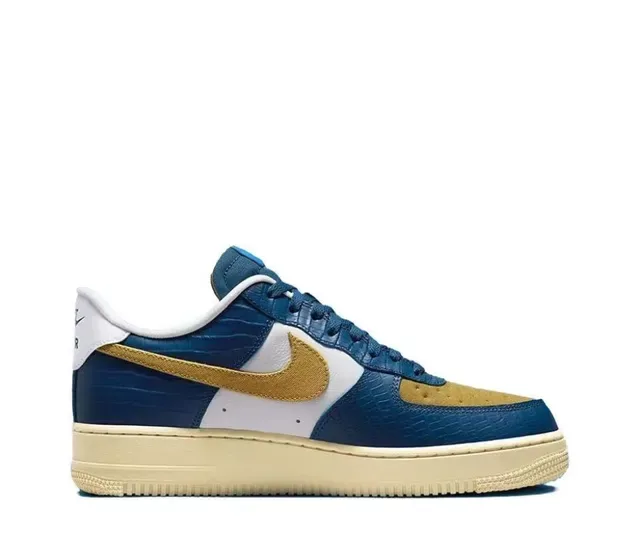 Nike Air Force 1 Navy and Mustard Croc-Embossed Lifestyle Sneakers 6