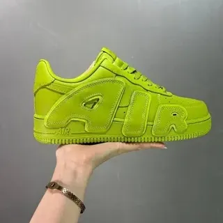 Nike Air Force 1 Neon Green Embossed AIR Lifestyle Sneakers