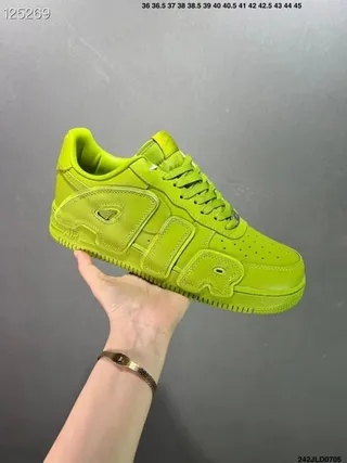 Nike Air Force 1 Neon Green Embossed AIR Lifestyle Sneakers 2