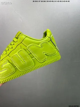 Nike Air Force 1 Neon Green Embossed AIR Lifestyle Sneakers 5