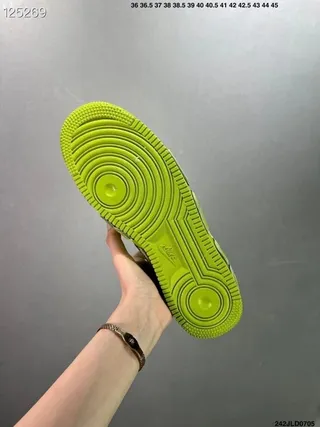 Nike Air Force 1 Neon Green Embossed AIR Lifestyle Sneakers 7