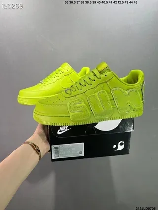 Nike Air Force 1 Neon Green Embossed AIR Lifestyle Sneakers 8