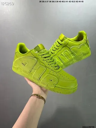 Nike Air Force 1 Neon Green Embossed AIR Lifestyle Sneakers 9