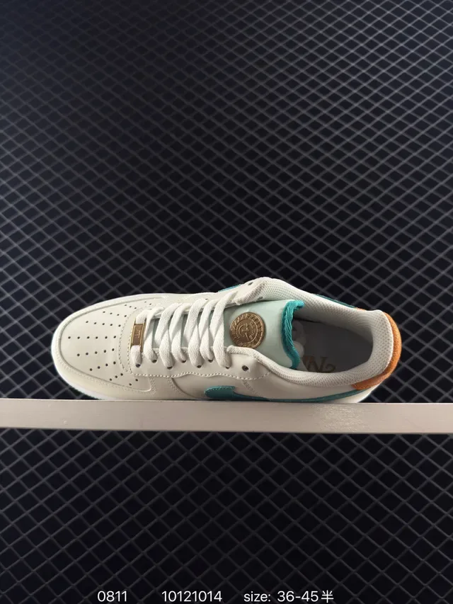 Nike Air Force 1 Off-White Teal Orange Lifestyle Sneakers 5