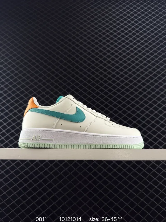 Nike Air Force 1 Off-White Teal Orange Lifestyle Sneakers 7
