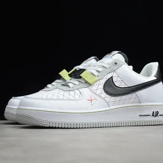 Nike Air Force 1 White Black Lime Green Perforated Lifestyle Sneakers