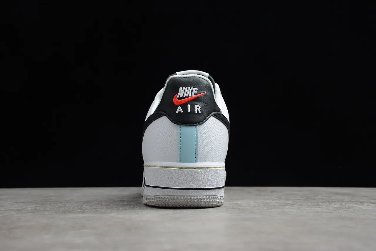 Nike Air Force 1 White Black Lime Green Perforated Lifestyle Sneakers 2