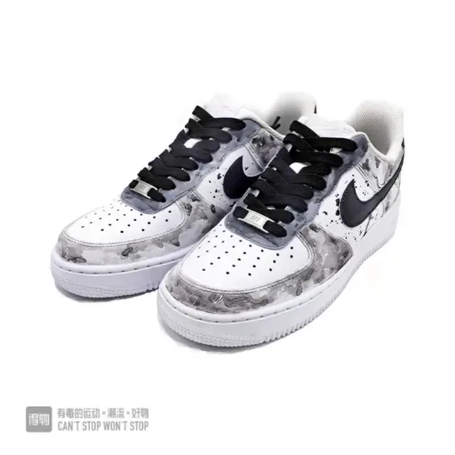 Nike Air Force 1 White Black Low-Top Perforated Toe Lifestyle Sneakers 3