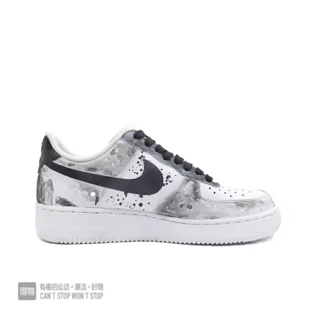 Nike Air Force 1 White Black Low-Top Perforated Toe Lifestyle Sneakers 5