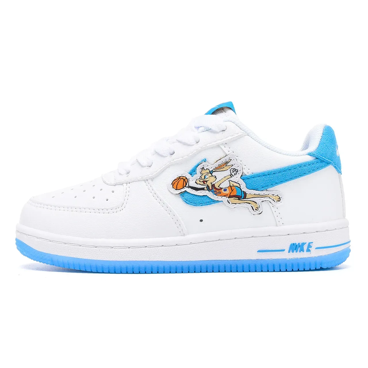 Nike Air Force 1 White Blue Low-Top Perforated Toe Box Lifestyle Sneakers 2