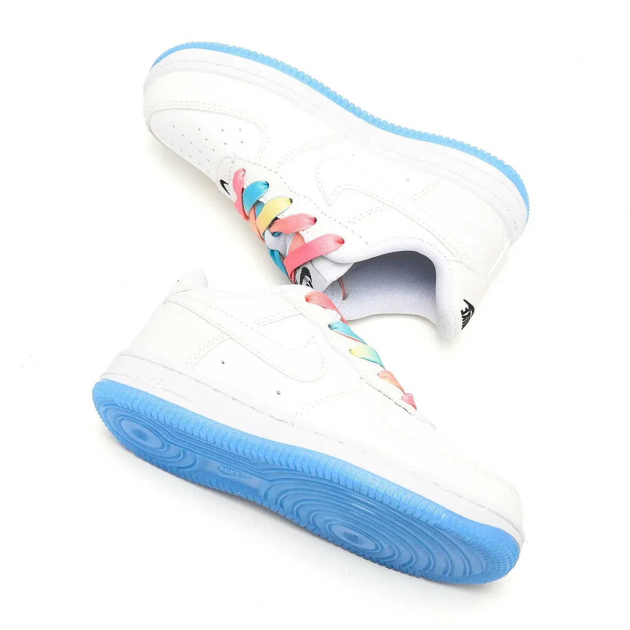 Nike Air Force 1 White Blue Low-Top Perforated Toe Box Lifestyle Sneakers 4