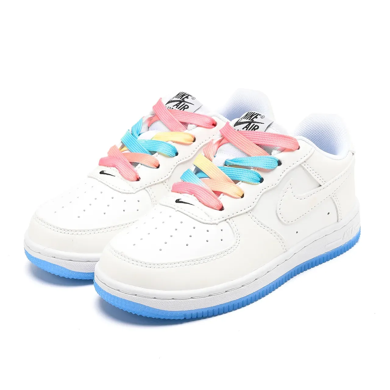 Nike Air Force 1 White Blue Low-Top Perforated Toe Box Lifestyle Sneakers 5