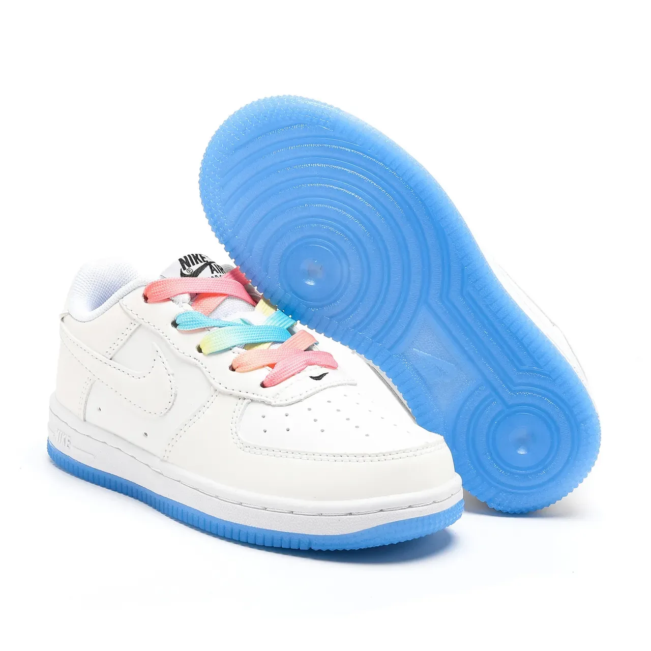 Nike Air Force 1 White Blue Low-Top Perforated Toe Box Lifestyle Sneakers 7