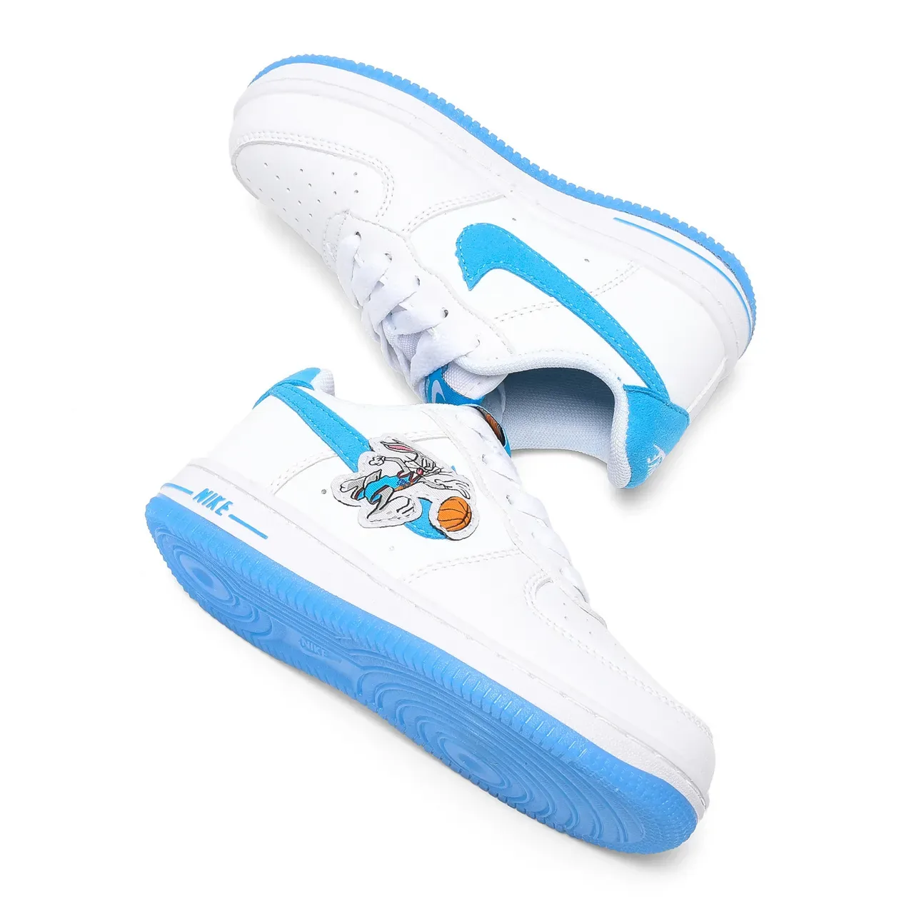 Nike Air Force 1 White Blue Low-Top Perforated Toe Box Lifestyle Sneakers 12