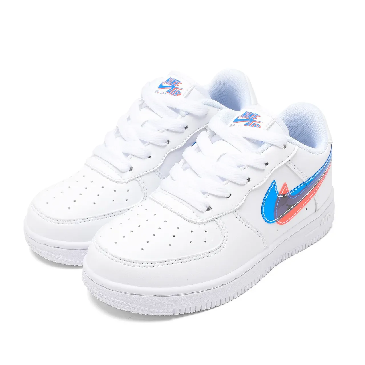Nike Air Force 1 White Blue Low-Top Perforated Toe Box Lifestyle Sneakers 19