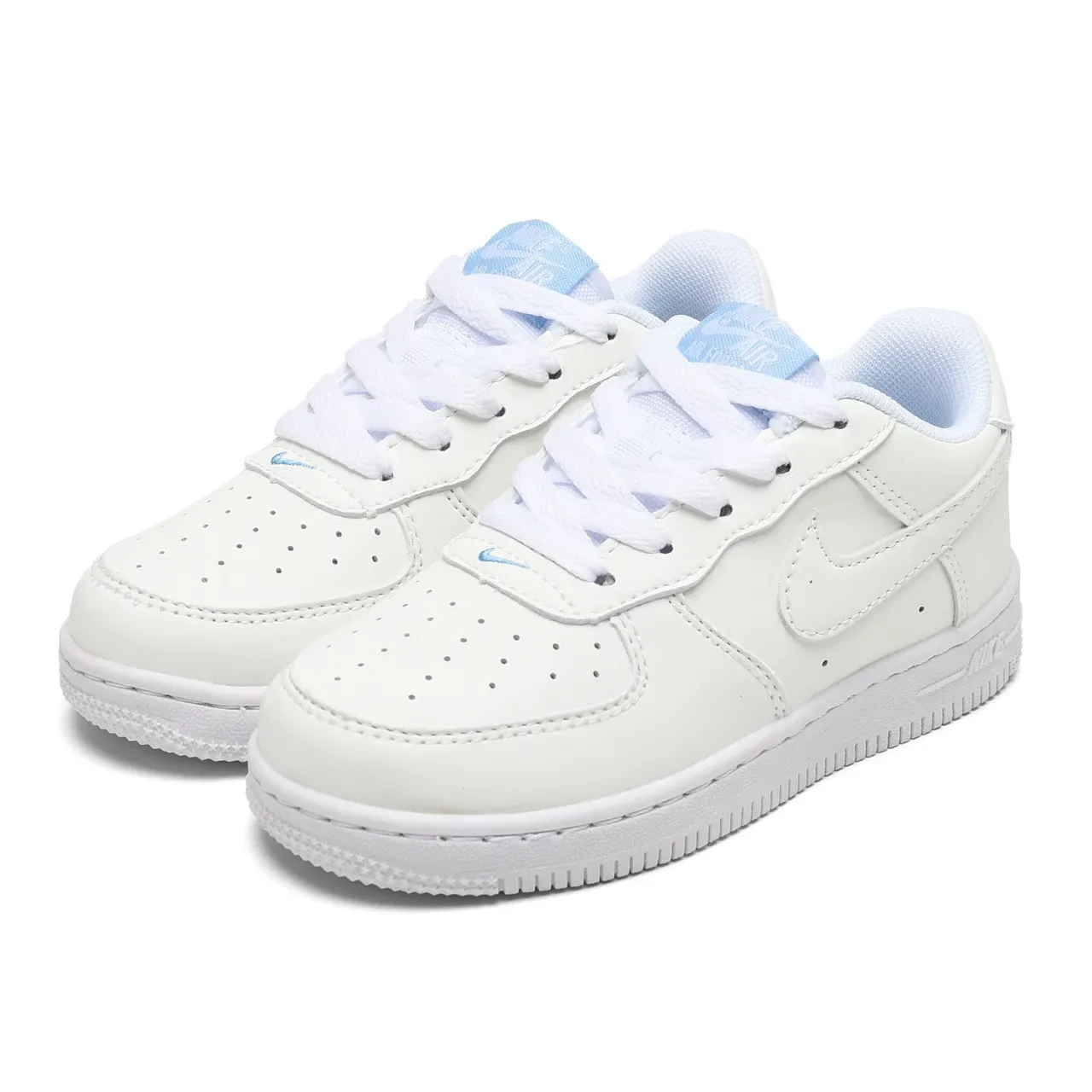 Nike Air Force 1 White Blue Low-Top Perforated Toe Box Lifestyle Sneakers 20